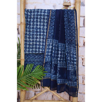 Buy BLUE Chanderi Silk Traditional Wear Sequins Work Dress Material Online  From Wholesale Salwar.