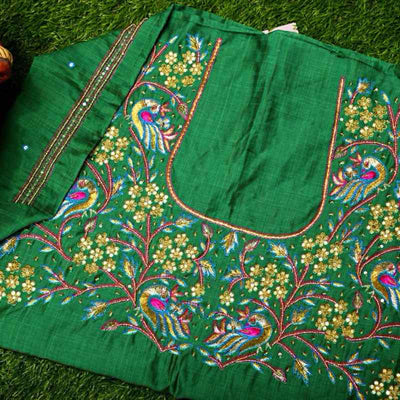 Buy Dull Gold Maggam Work Aari Work Handmade Saree Blouse . Can Be Made in  Any Colour Online in India - Etsy