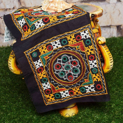 Leather laptop bag with kutch embroidery - directcreate.com