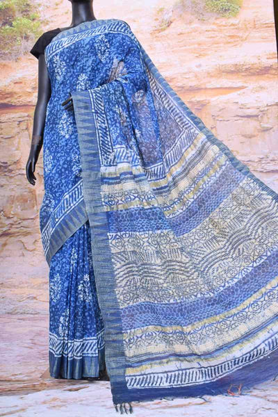 Shop Dabu Print Work Cotton Mulmul Brown Color Saree Work Wear Online at  Best Price | Cbazaar